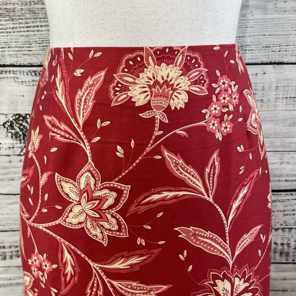 Talbots Skirt size 10 Mauve Red Pink Paisley Long Straight Peasant Modest Boho - Picture 4 of 10